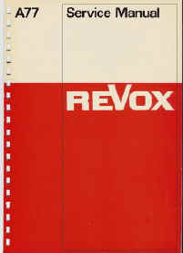Cover page of Revox A77 service manual